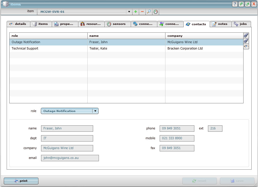 Manage the contacts on the equipment they own