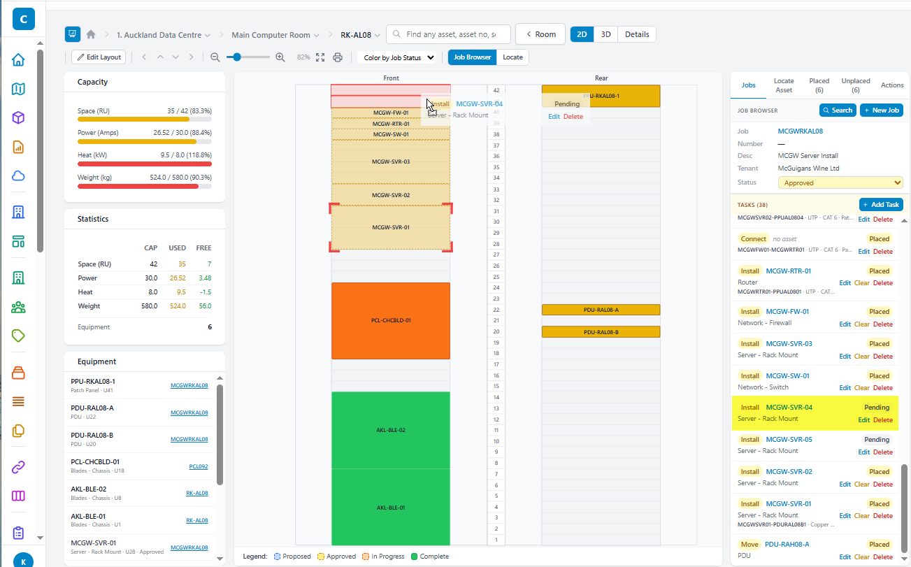 Visually plan changes using drag and drop to view their effects