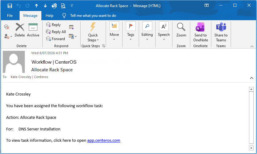 Staff are notified of actions to complete via email