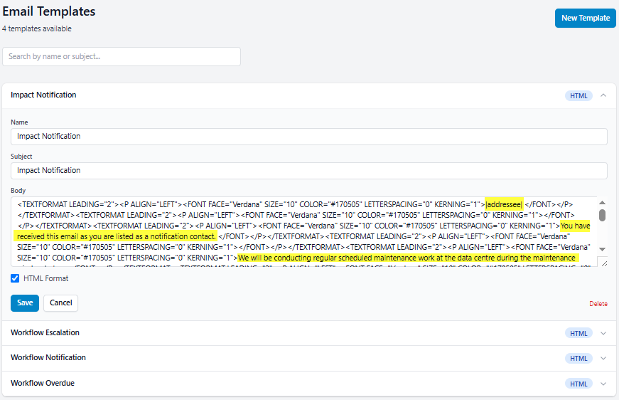 Create notification templates