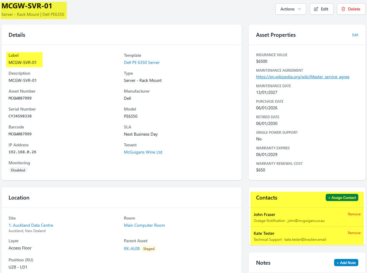 Manage the contacts on the equipment they own