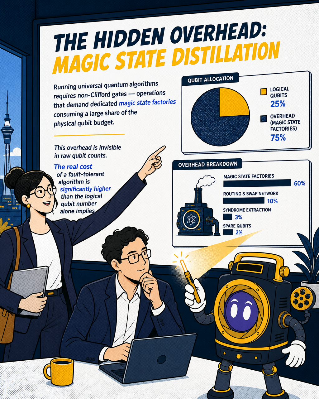The hidden overhead: magic state distillation