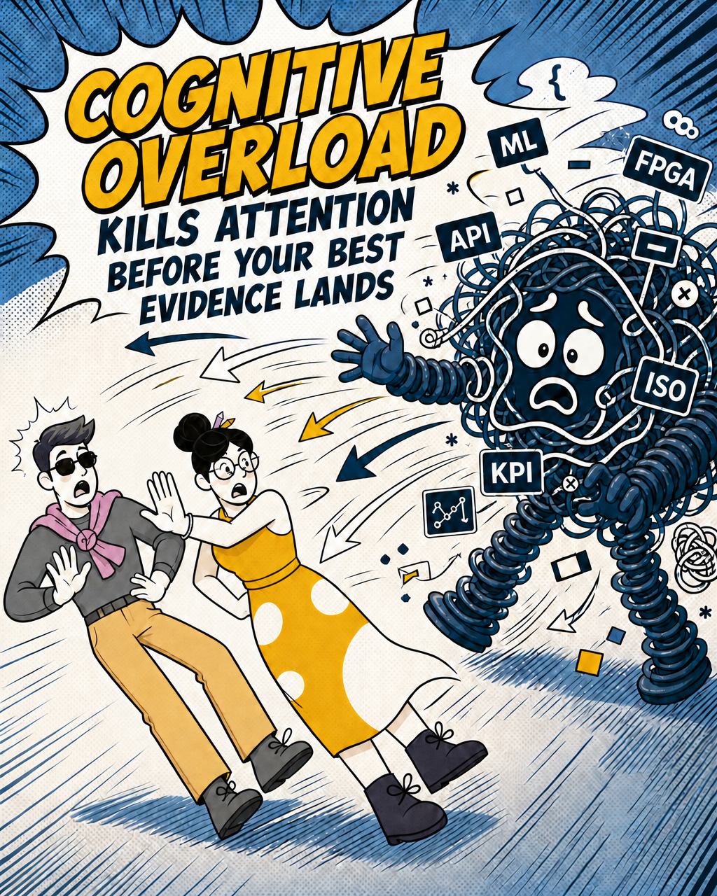 Cognitive overload kills attention before your best evidence lands