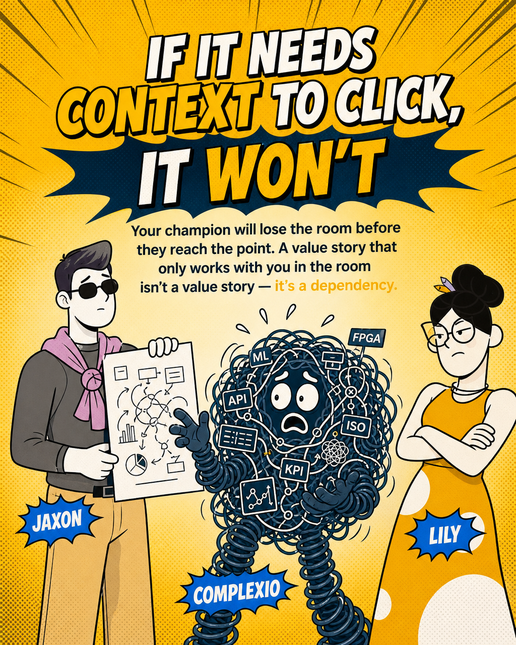 If it needs context to click, it won't