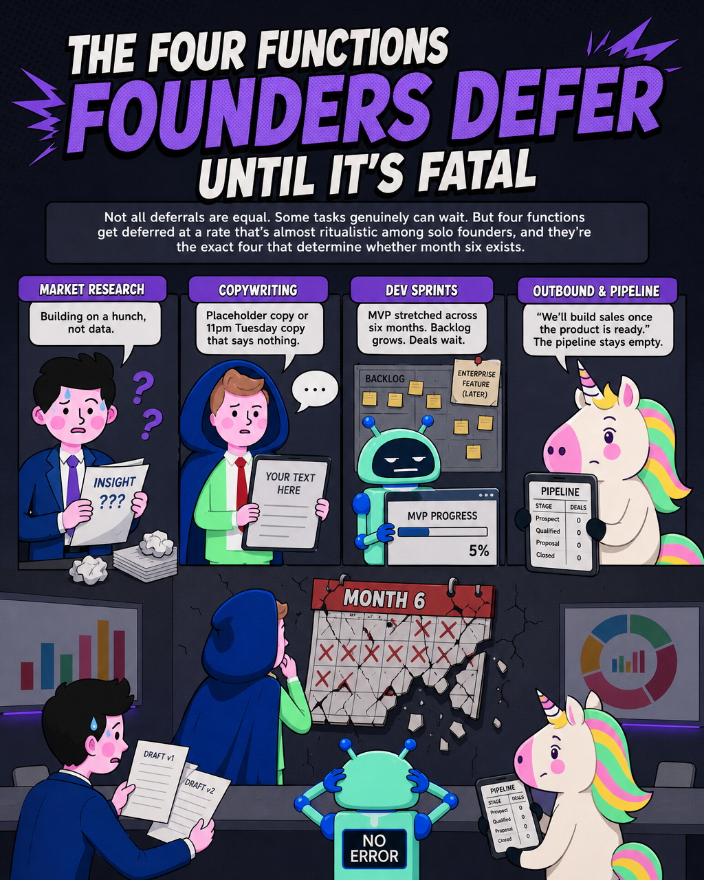 Four Functions, Four Fatal Deferrals